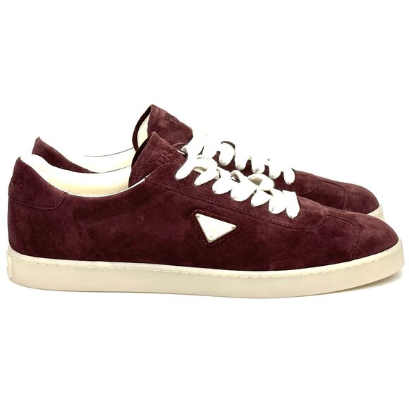 PRADA Mens Lane Triangle Logo T Toe Suede Lace Up Low Top Sneakers Shoes - Picture 9 of 16